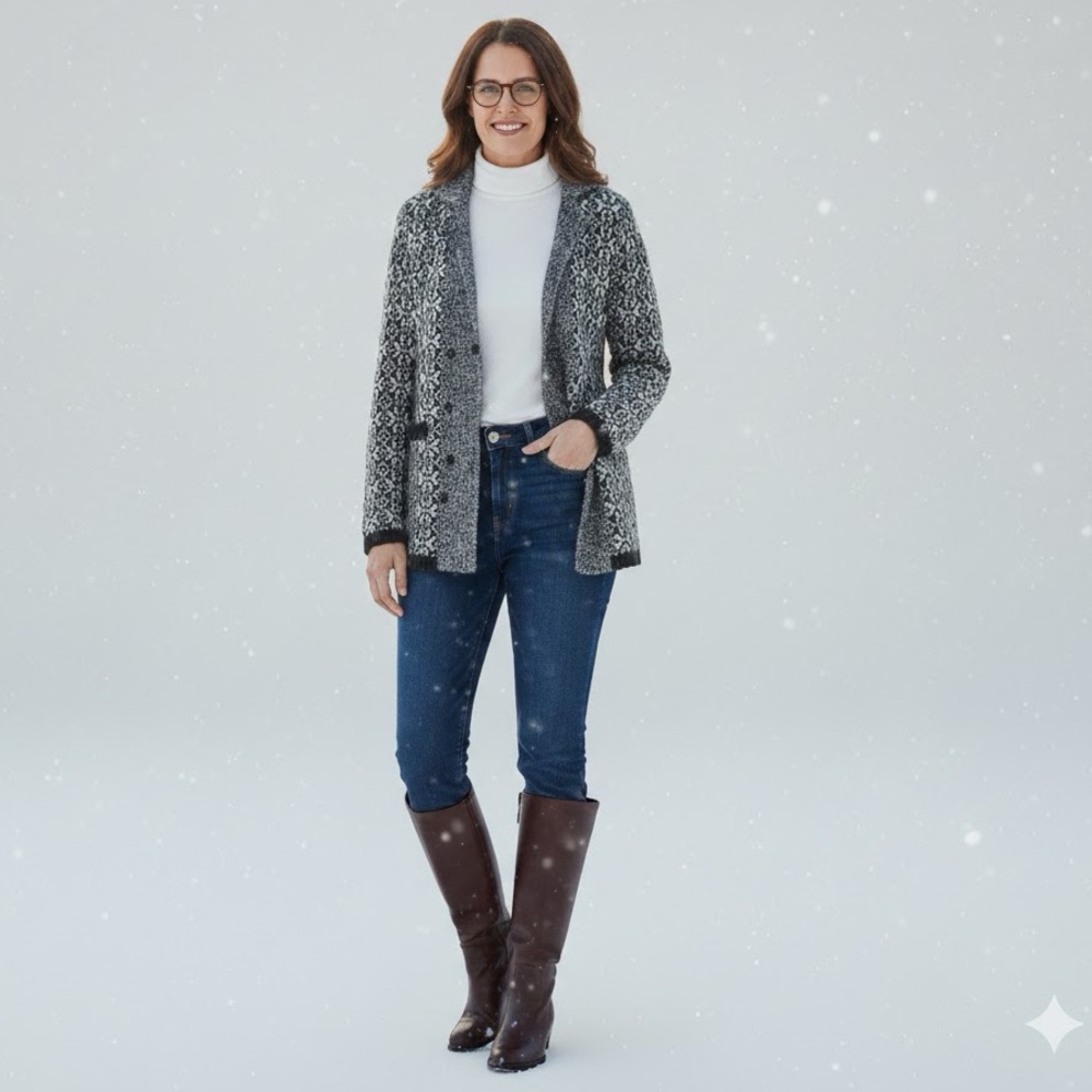 16 Banana Republic Double-Breasted Wool-Alpaca Fair-Isle Cardigan Women’s Medium